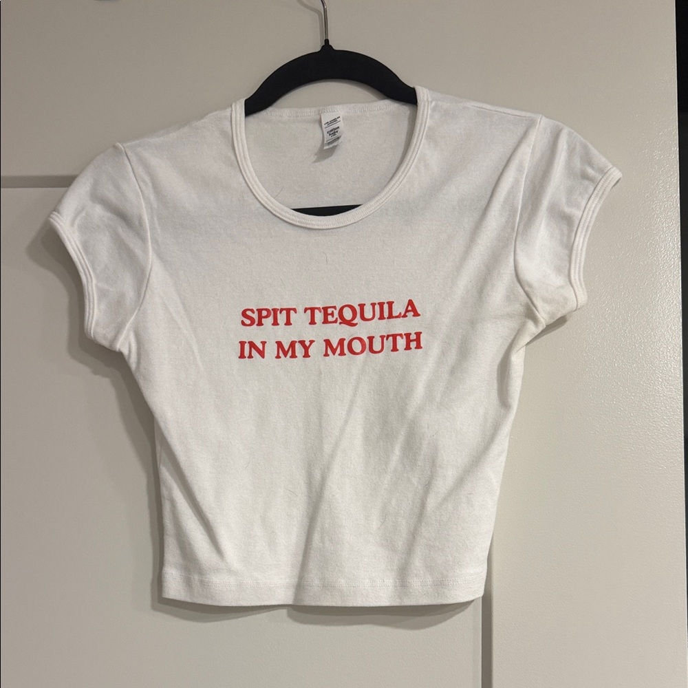 White Graphic Crop Top Baby Tee